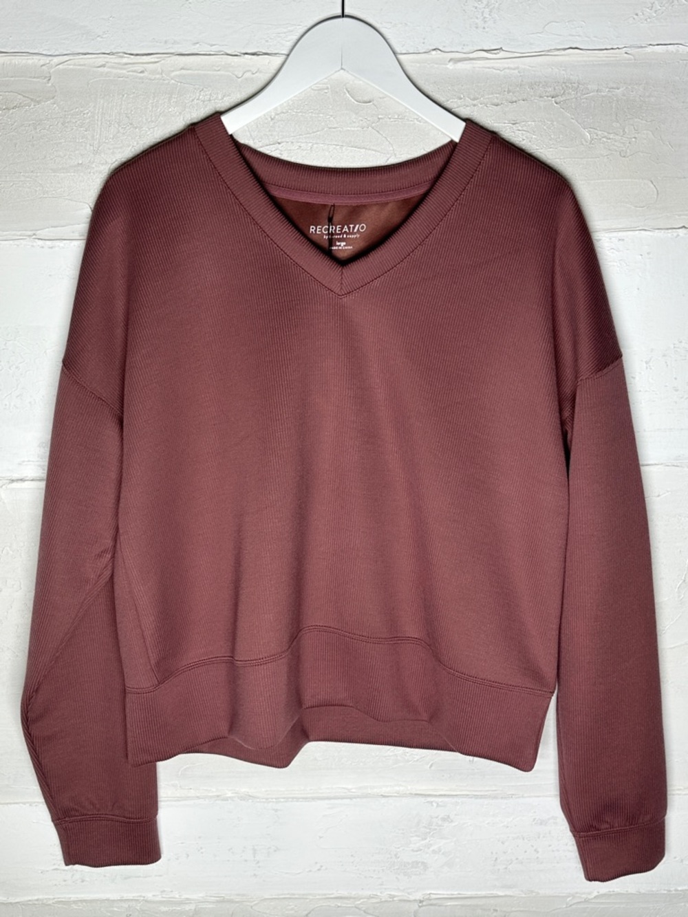 New with tags. Thread and Supply Recreation long sleeve ribbed modal top rose